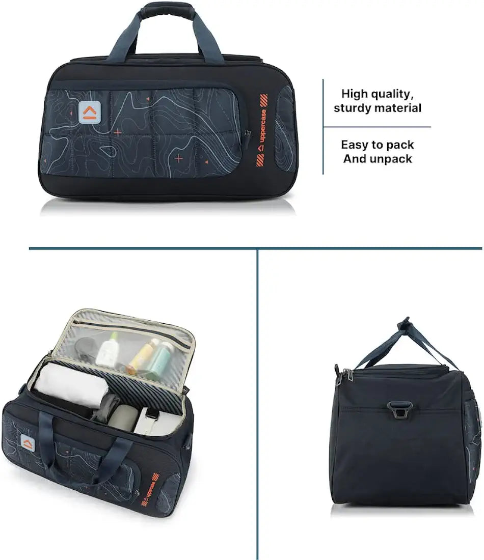 uppercase Topo 55Cm Duffle Bag, 44 Lts, Dust Resistant Travel Bag, Spacious Main Compartment, Adjustable Shoulder Strap, Sustainable Duffle Bag For Women & Men, 1500 Days Warranty 