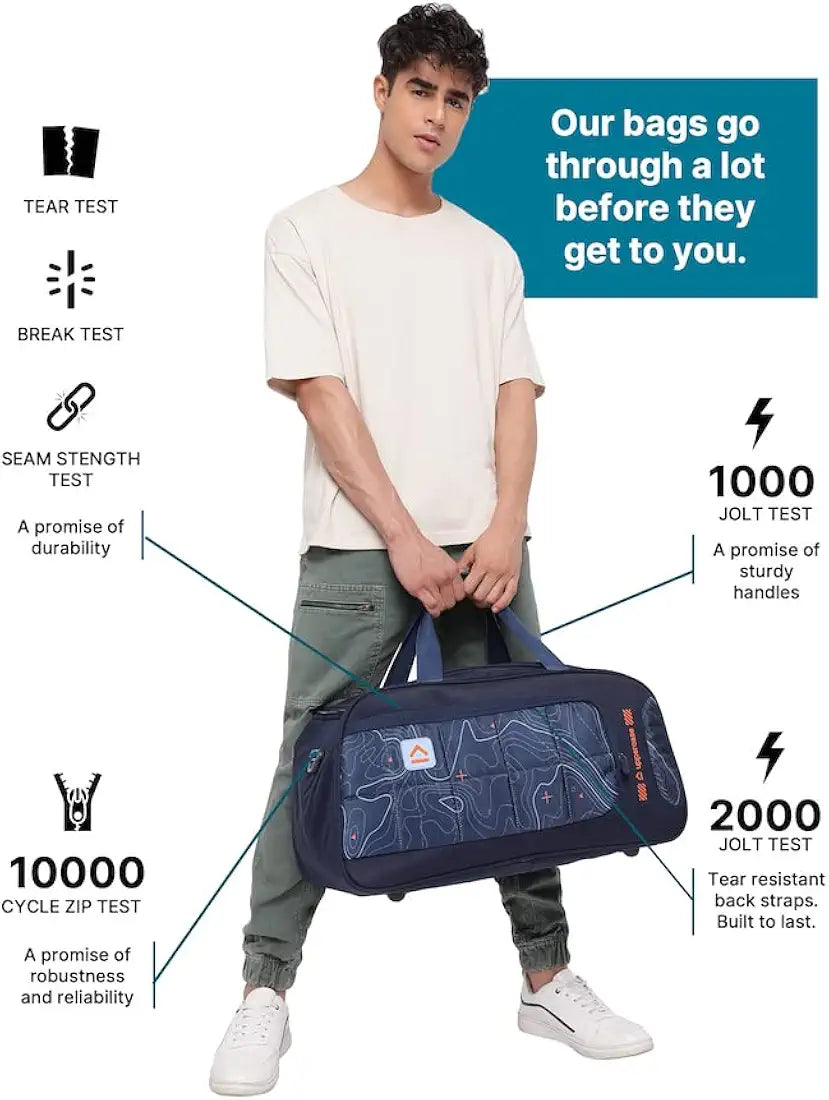 uppercase Topo 55Cm Duffle Bag, 44 Lts, Dust Resistant Travel Bag, Spacious Main Compartment, Adjustable Shoulder Strap, Sustainable Duffle Bag For Women & Men, 1500 Days Warranty 