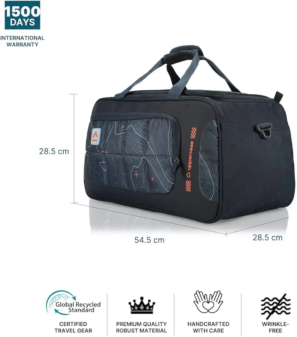 uppercase Topo 55Cm Duffle Bag, 44 Lts, Dust Resistant Travel Bag, Spacious Main Compartment, Adjustable Shoulder Strap, Sustainable Duffle Bag For Women & Men, 1500 Days Warranty 