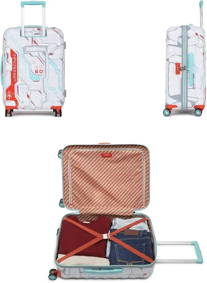 uppercase Polyester Cyber Punk  66Cms|Check-In Inline Trolley Bag For Travel|Polycarbonate Hardshellsided Printed Luggage|Combination Lock|8 Wheel Inline Trolley Bag |,H-65.5 cms,Large
