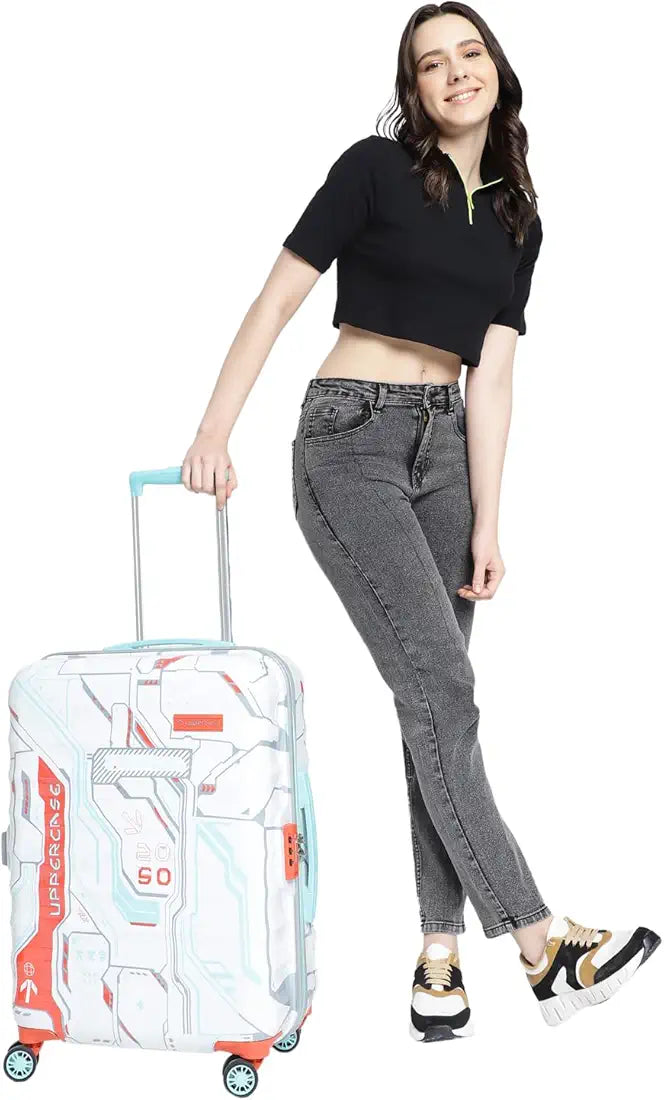 uppercase Polyester Cyber Punk  66Cms|Check-In Inline Trolley Bag For Travel|Polycarbonate Hardshellsided Printed Luggage|Combination Lock|8 Wheel Inline Trolley Bag |,H-65.5 cms,Large