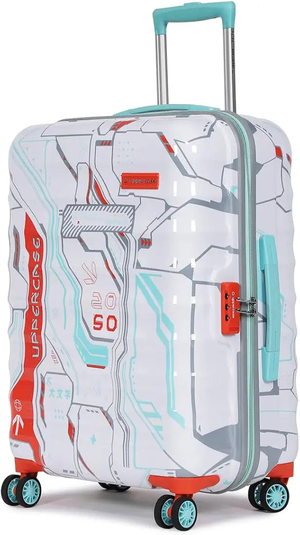 uppercase Polyester Cyber Punk  66Cms|Check-In Inline Trolley Bag For Travel|Polycarbonate Hardshellsided Printed Luggage|Combination Lock|8 Wheel Inline Trolley Bag |,H-65.5 cms,Large