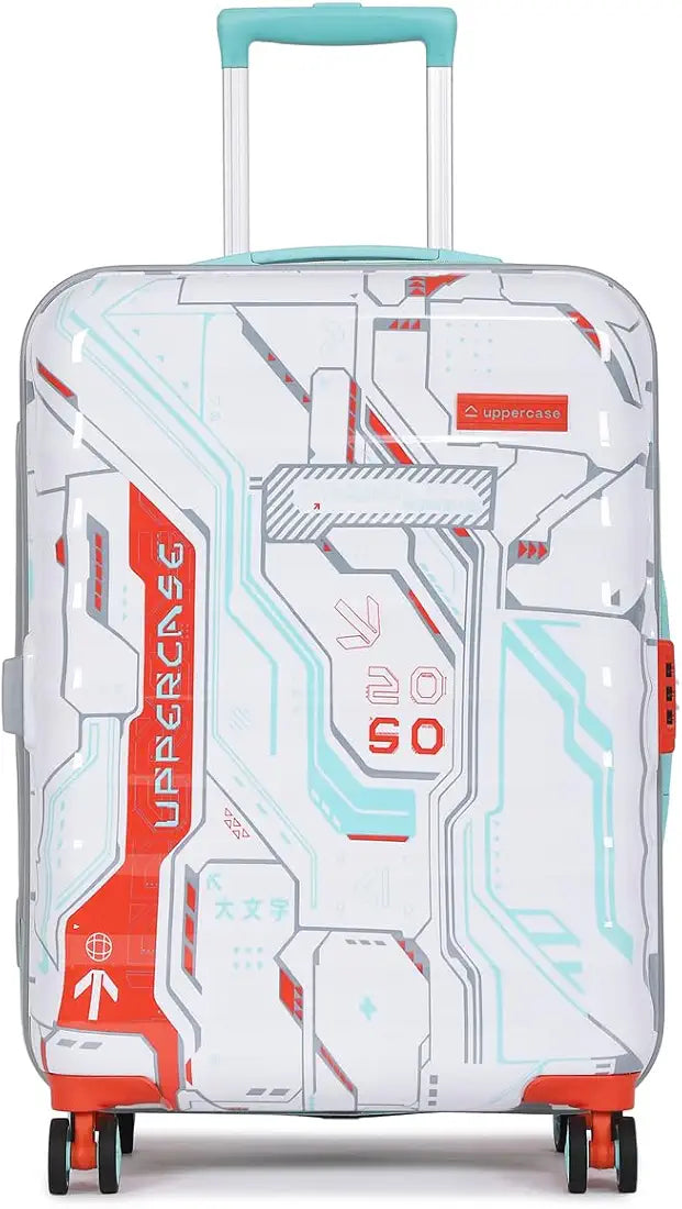 uppercase Polyester Cyber Punk  66Cms|Check-In Inline Trolley Bag For Travel|Polycarbonate Hardshellsided Printed Luggage|Combination Lock|8 Wheel Inline Trolley Bag |,H-65.5 cms,Large