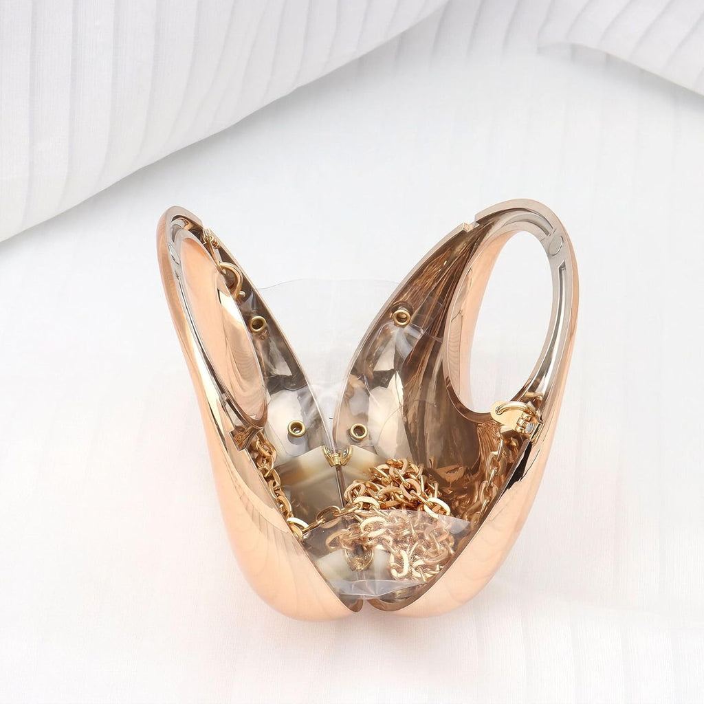 Moon Clutch Purse Acrylic Evening Handbag for Women Crossbody Sling Bags with Detachable Chain Strap Glossy Stylish Latest Ladies Girls Small Size Cute Wallet Party Wedding Gift item