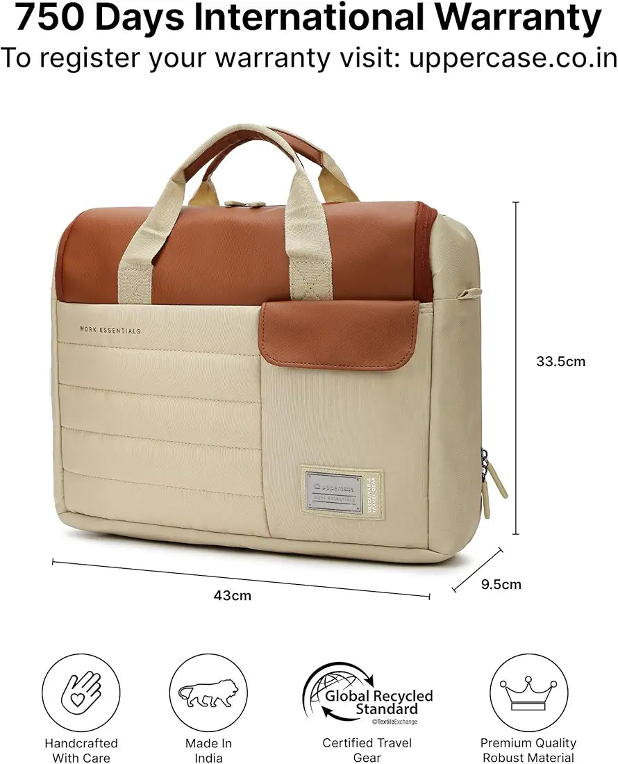 uppercase 14L Omega 03 Professional Laptop Messenger Bag | up to 15.6''| 3x More Water Resistant| Tablet Compartment| Multiple Organisers| Office Bag for Men & Women 