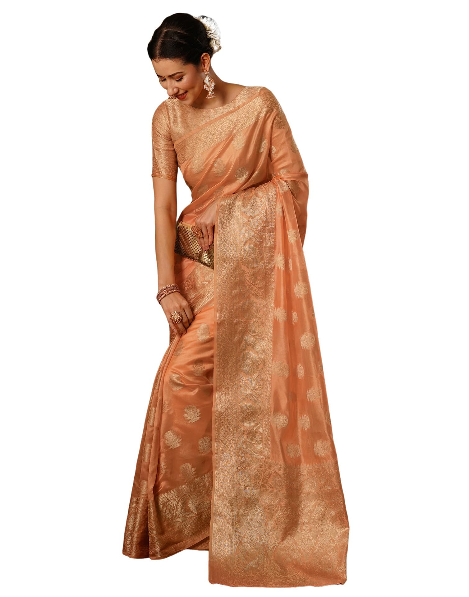 SIRIL Women's Banarasi Soft Silk Saree Pure Silk With Unstitched Blouse Piece