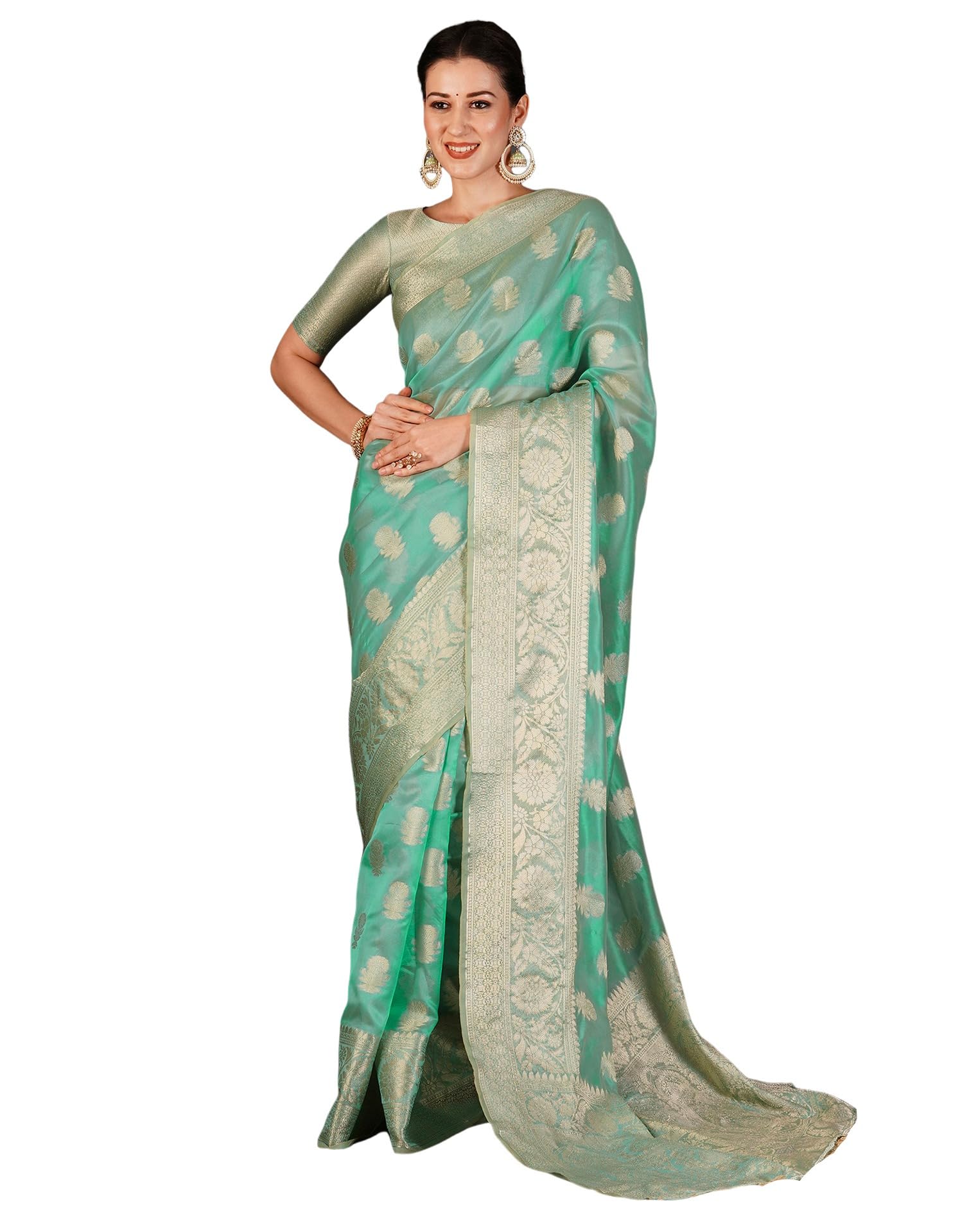 SIRIL Women's Banarasi Soft Silk Saree Pure Silk With Unstitched Blouse Piece