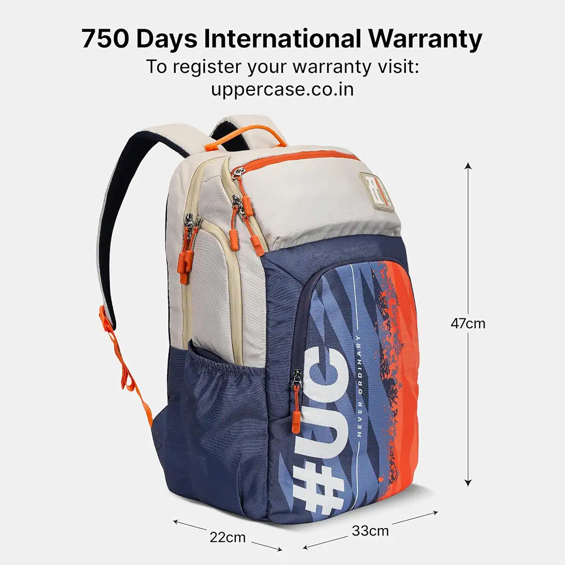 uppercase 33L Campus 04 | School Bag | Double Compartment with Top & Side Quick Access Pocket | Well- Padded Backpack | Side Water-Bottle Pocket | Unisex | 750 Days Warranty 