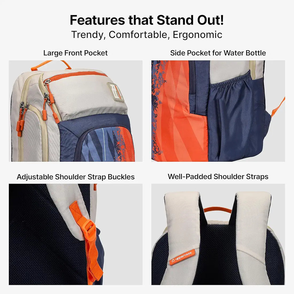 uppercase 33L Campus 04 | School Bag | Double Compartment with Top & Side Quick Access Pocket | Well- Padded Backpack | Side Water-Bottle Pocket | Unisex | 750 Days Warranty 