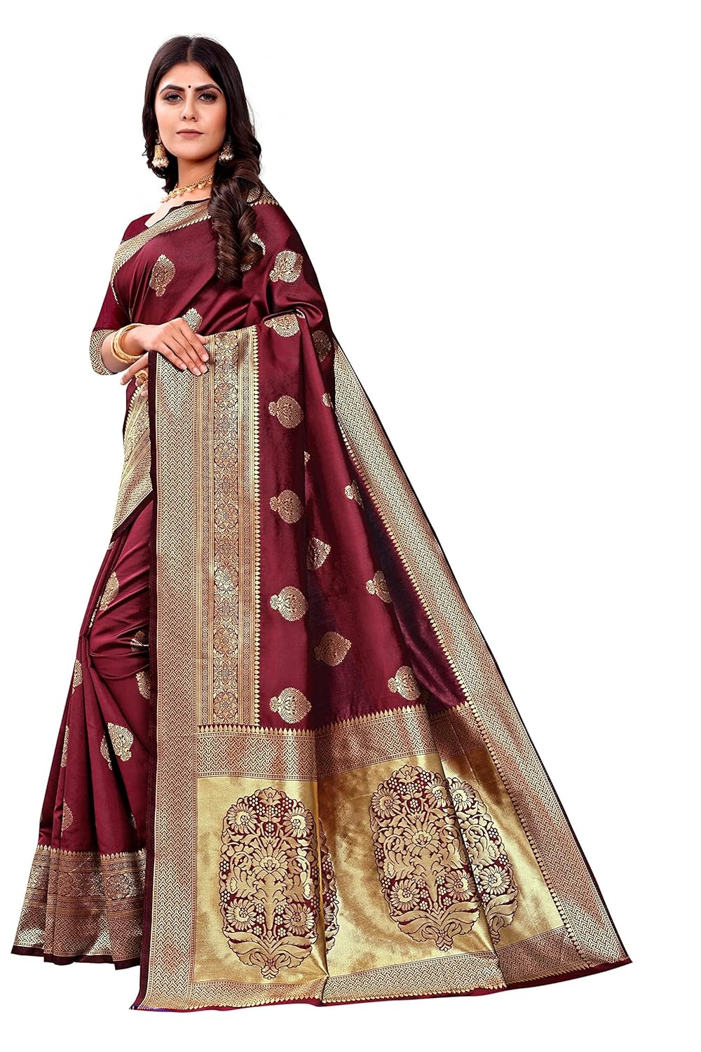 C J Enterprise Women's Kanjivaram Art Silk Saree Soft Banarasi Style Sari With Blouse Piece For Wedding (Pari122-51)